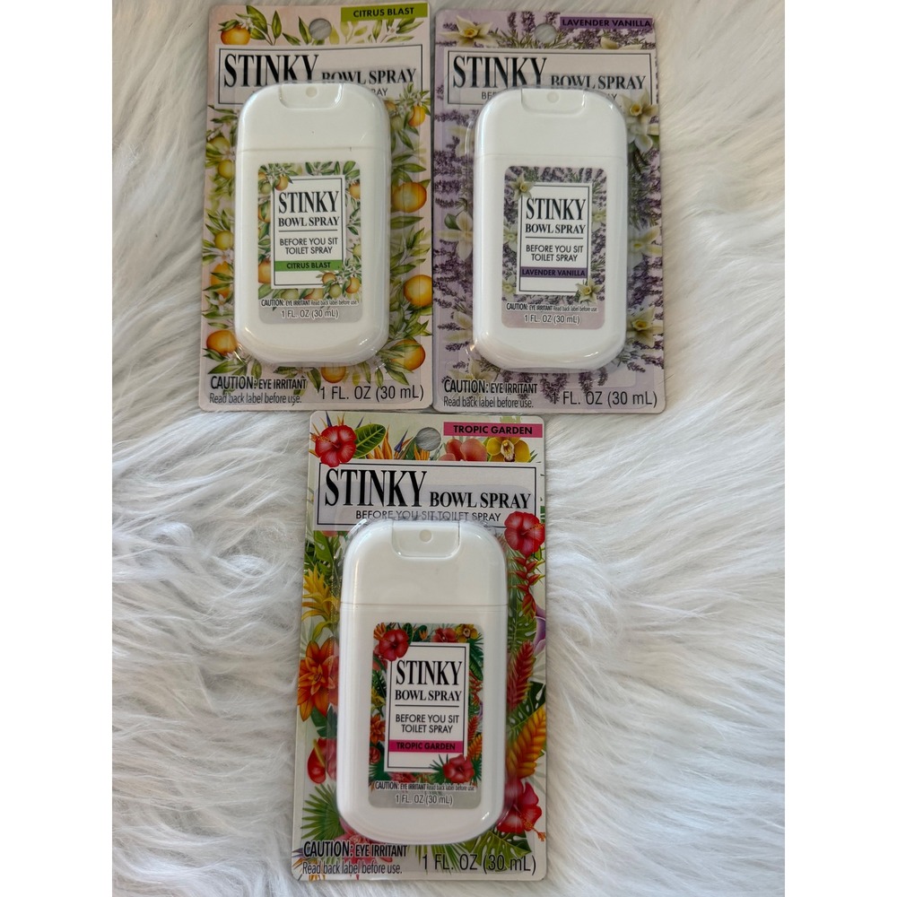 Stinky Bowl Spray Before You Sit Toilet Spray 3 Pack Citrus Lavender Tropic 1oz